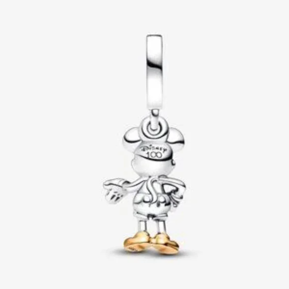 Authentic Disney 100th Anniversary Mickey Mouse Lab-Grown Diamond Dangle Charm - Picture 2 of 4
